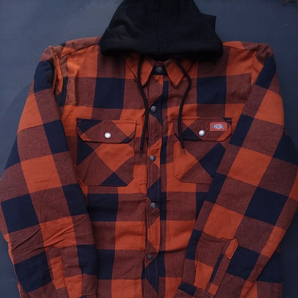 Dickies Ginger Bread Buffalo Flannel Hood Shirt Jacket Relax Fit Med Work Wear